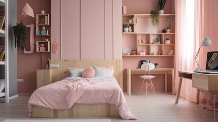 Modern girly room where you can retreat a little from the world. Generative AI Technology 