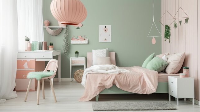 Modern girly room where you can retreat a little from the world. Generative AI Technology 