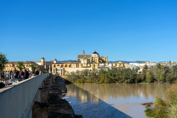 Fototapeta na wymiar Roman bridge in Cordova, Spain on December 11, 2022