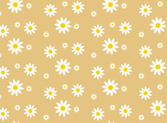 Daisy  Flower With Petals Seamless Pattern. Simple Summer Pattern. On Vintage Background Color. and daisy icons	