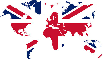 great britain flag on globe maps