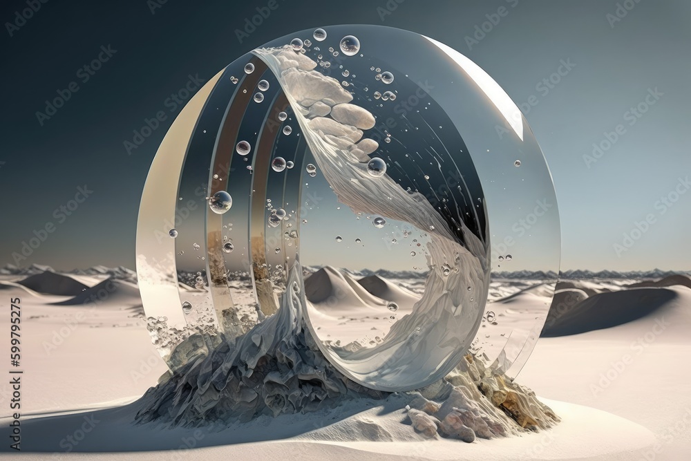 Poster abstract metamorphose change quartz crystal white transparent. distinct generative ai image.