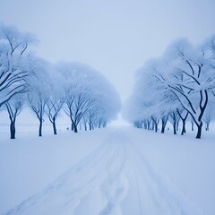snow covered trees Generative AI 
