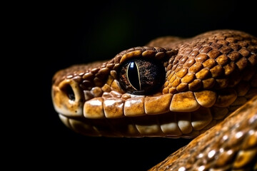 Fototapeta premium Close up of a snake eye, vivid, bold, isolated on black.
