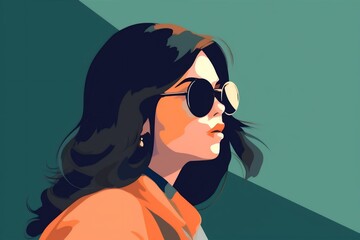 Fototapeta na wymiar modern woman poster style design fashion illustration girl portrait glamour glasses. Generative AI.