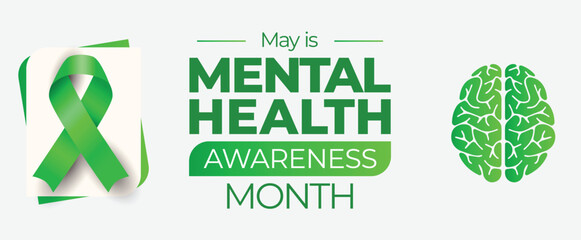 May is Mental Health Awareness Month. Vector banner. EPS10