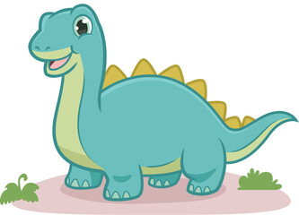 Baby Bronto Dinosaur Cartoon Illustration