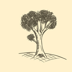 Isolated hand drawn sketch vector illustration of a tree.