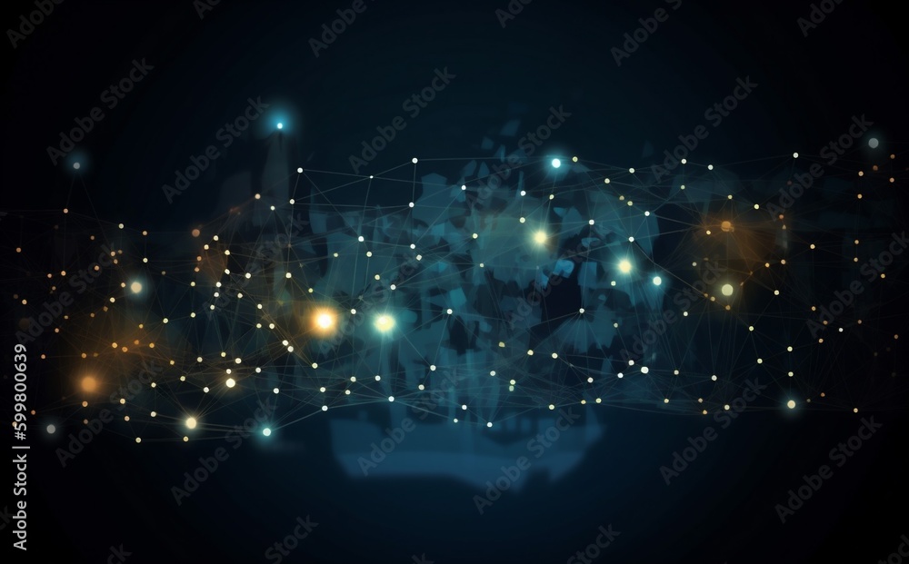 Poster connection cyberspace technology background futuristic computer light line network digital ai. gener