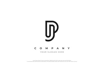 Minimal Initial Letter JP or PJ Logo Design Vector