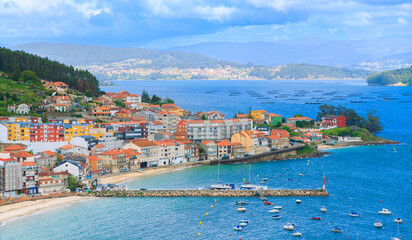 Fototapeta premium Pontevedra Estuary Panorama- Tourism in Galicia, Spain- Raxo village
