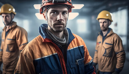 Team worker industry, engineer of Petrochemical oil rig, gas electricity. Generation AI