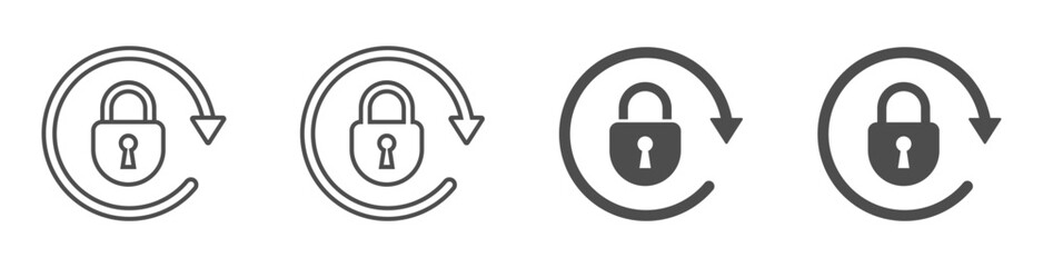 Reload vector icons set. Secure key protection graphic vector signs set