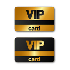 Golden and black vip cards with shadow. Vector illustration