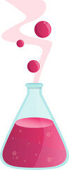 Erlenmeyer flask with chemical reaction boiling science graphic with transparent background