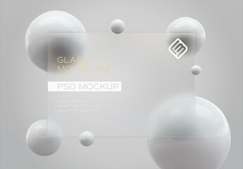 Transparent Frosted Glass Morphism Mockup on White