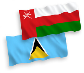 Flags of Saint Lucia and Sultanate of Oman on a white background
