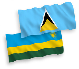 Flags of Saint Lucia and Republic of Rwanda on a white background