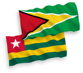 Flags of Togolese Republic and Co-operative Republic of Guyana on a white background