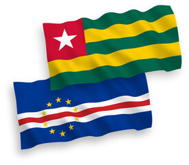 Obraz premium Flags of Togolese Republic and Republic of Cabo Verde on a white background