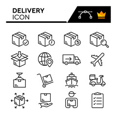 Delivery Line Vector Icons Set. Simple Flat Icon. Editable Stroke