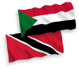 Flags of Republic of Trinidad and Tobago and Sudan on a white background