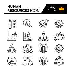 Human Resources Line Vector Icons Set. Simple Flat Icon. Editable Stroke
