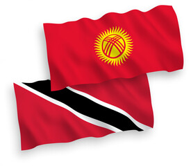 Flags of Republic of Trinidad and Tobago and Kyrgyzstan on a white background