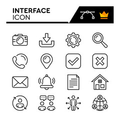 Interface Line Vector Icons Set. Simple Flat Icon. Editable Stroke