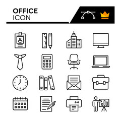 Office Line Vector Icons Set. Simple Flat Icon. Editable Stroke