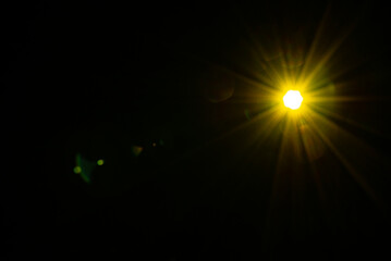 Abstract Natural Sun flare on the black