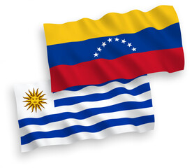 Flags of Venezuela and Oriental Republic of Uruguay on a white background