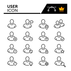 User Line Vector Icons Set. Simple Flat Icon. Editable Stroke