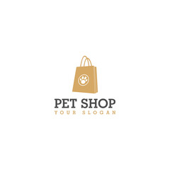Pet Shop Logo Design Template. Shopping bag pet icon isolated on white background