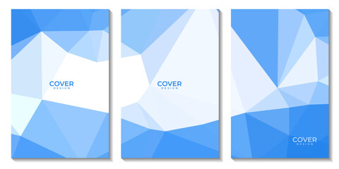 covers set abstract blue and white geometric background with triangles