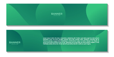 set of banners with modern abstract green wave colorful background