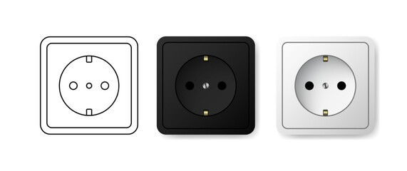 Socket. Flat, color, set of sockets. Vector illustration