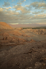 Fototapeta na wymiar Atacama desert at sunset and evening