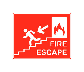 Fire exit. Flat, red, fire exit sign. Vector illustration.