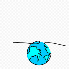 One continuous single line hand drawing of on earth globe isolated on white 
