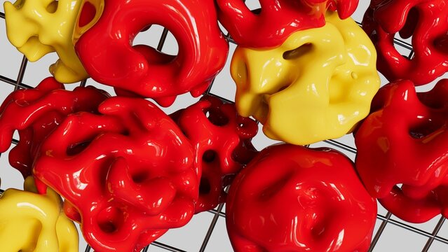 Red and Yellow Organic Plastics with Metal Grid