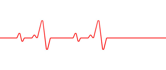Pulse line. Flat, red, patient's pulse. Vector illustration.