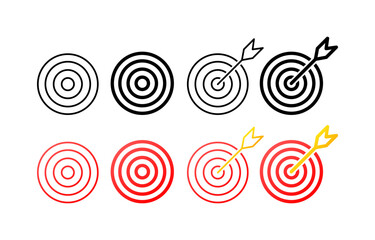 Target. Flat, color, set of targets. Vector icons