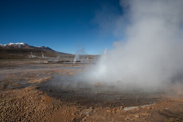 El Tatjo geisers in Atacama desert in Chile