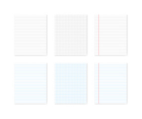 Pages. Flat, white, notebook pages. Vector illustration.