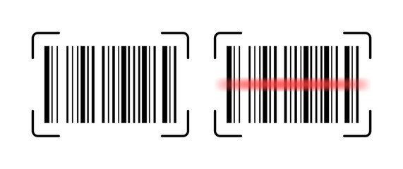 Barcode. Flat, black, scan barcode. Vector illustration.
