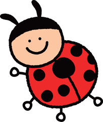 Obraz premium 背中を向けるてんとう虫のキャラクター 春の昆虫のベクターイラスト素材