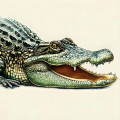 Fototapeta premium crocodile with open mouth pencil drawing illustration Generative AI