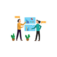 two men using technology for business with modern business concept. business business flat illustration background.