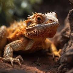 Obraz premium Bearded Dragon in natural habitat (generative AI)